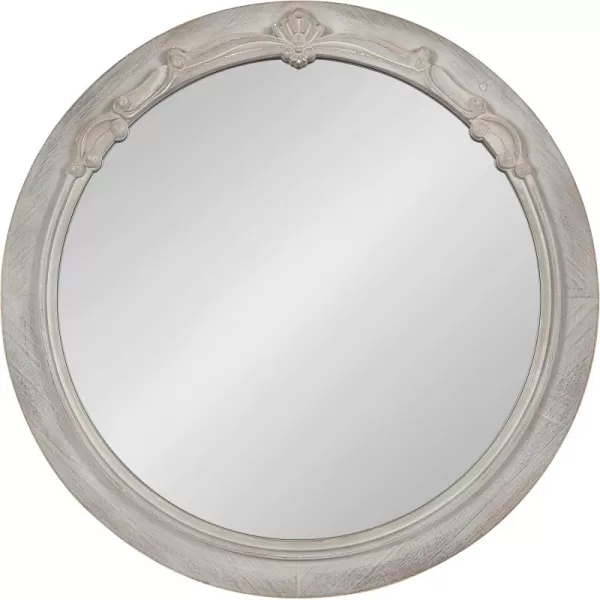 imageKate and Laurel Irelyn Coastal Wall Mirror 26 Inch Diameter Gray Farmhouse Inspired Dimensional Wall Decor Accent Piece with Round Frame and Ornate Crown Detailing