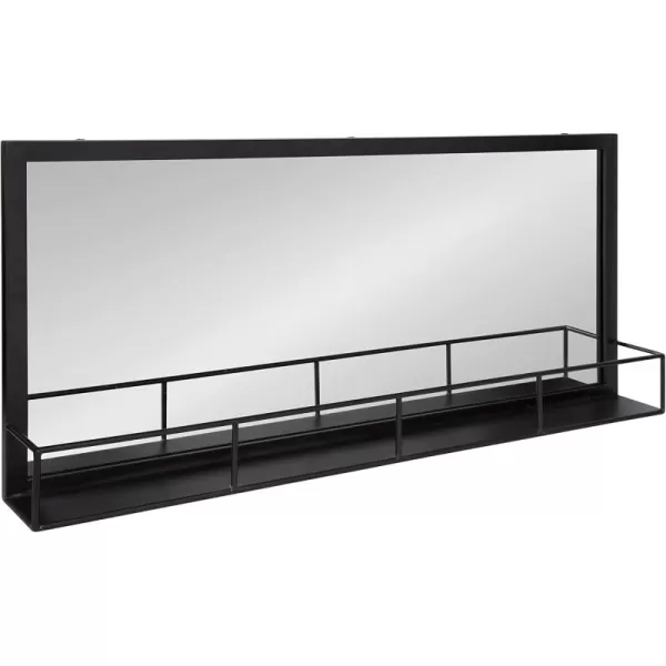 imageKate and Laurel Jackson Large RusticModern Farmhouse Metal Frame Mirror and Shelf Black 18x40