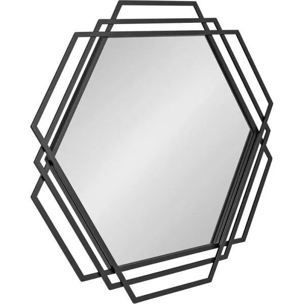 imageKate and Laurel Kona Modern Dimensional Metal Hexagon Mirror with Geometric Frame Design and Substantial Size 32x31 Black