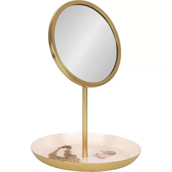 imageKate and Laurel Laranya Modern Decorative Table Mirror 11 x 15 Black and Gold Glamorous Freestanding Tabletop Mirror with Robust Metal Tray for Makeup and Jewelry Storage and DisplayPinkGold