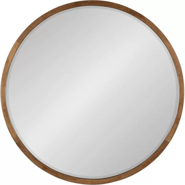 imageKate and Laurel McLean Modern Scandinavian Wood Framed Round Wall Mirror 34 Inch Diameter Natural Poplar Decorative Circle Wooden Mirror with Slim Frame and Modern ShapeRustic Brown