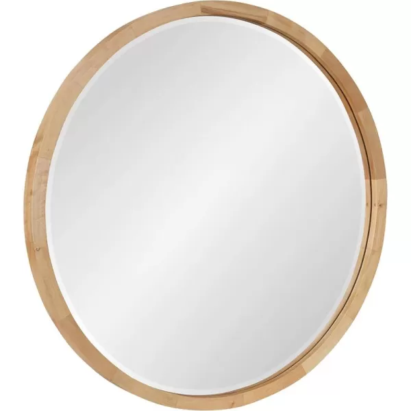 imageKate and Laurel McLean Modern Scandinavian Wood Framed Round Wall Mirror 34 Inch Diameter Natural Poplar Decorative Circle Wooden Mirror with Slim Frame and Modern ShapeNatural