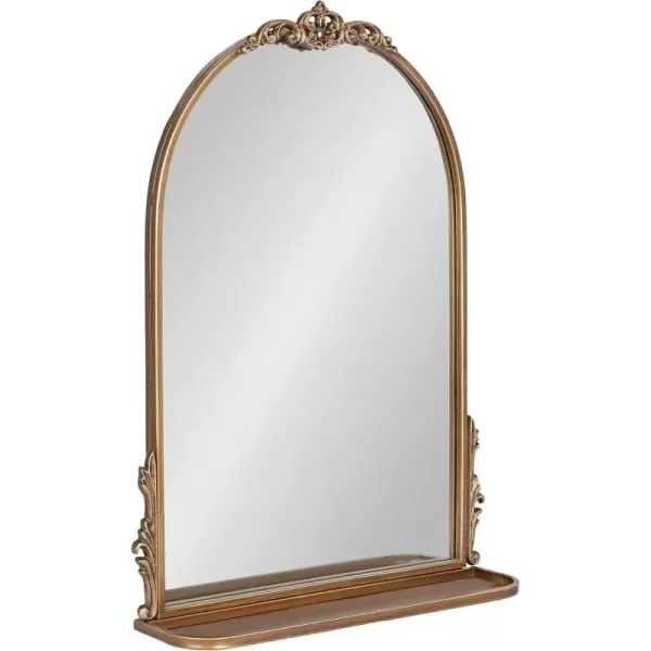 imageKate and Laurel Myrcelle Traditional Arched Mirror with Shelf 21 x 28 Antique Gold Vintage Arch Shelf Mirror with Ornate Garland Detailing Along The Crown and Edges of The FrameGold