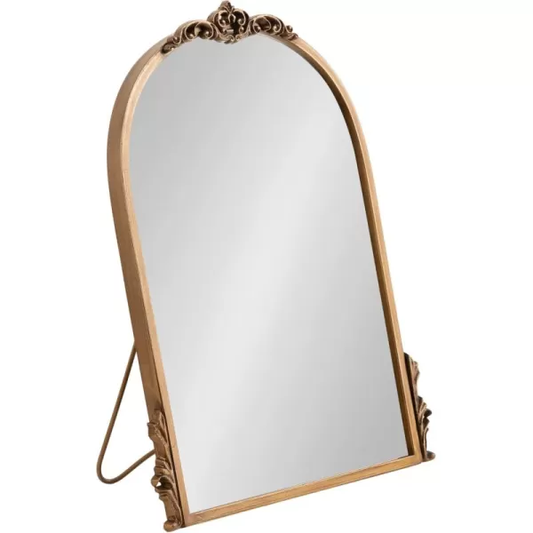 imageKate and Laurel Myrcelle Traditional Arched Tabletop Easel Mirror 14 x 19 Gold Vintage Small Arch Mirror with Ornate Garland Detailing Along The Crown and Edges of The Frame