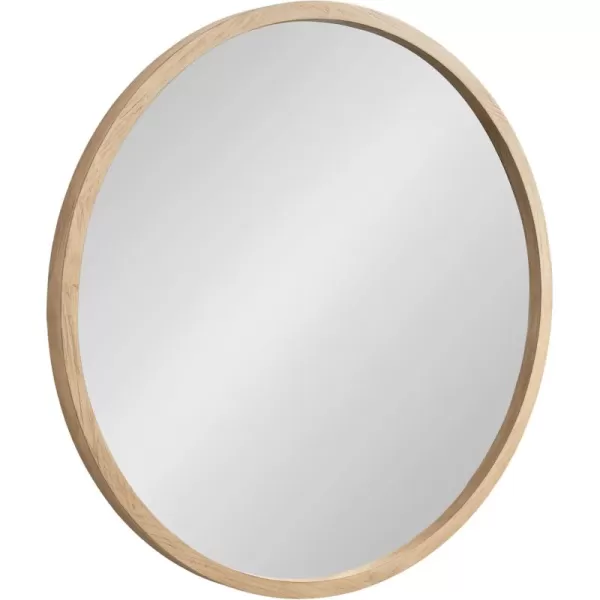 imageKate and Laurel Occonor Vintage Wooden Round Mirror 28 Inch Diameter Natural Brown Rustic Farmhouse Circle Wall Mirror with Geometric Shape and Lightly Distressed FinishNatural