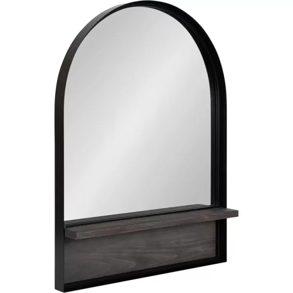 imageKate and Laurel Owing Farmhouse Arched Wall Mirror with Shelf 24 x 32 Black and Gray Decorative Rustic Mirror with Shelf Ledge for Storage and DisplayGrayBlack