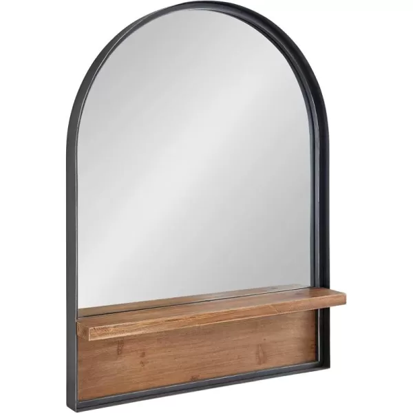 imageKate and Laurel Owing Farmhouse Arched Wall Mirror with Shelf 24 x 32 Black and Gray Decorative Rustic Mirror with Shelf Ledge for Storage and DisplayBlack