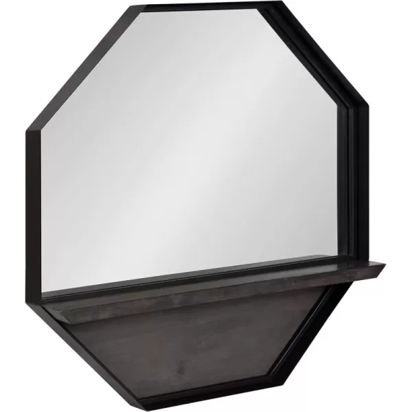 imageKate and Laurel Owing Large Rustic Farmhouse Metal Octagon Wall Mirror with Shelf BlackGrey