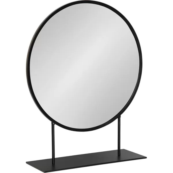 imageKate and Laurel Rouen Modern Glam Round Metal Frame Table Mirror with Stand Black