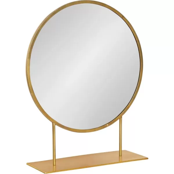 imageKate and Laurel Rouen Modern Glam Round Metal Frame Table Mirror with Stand Gold