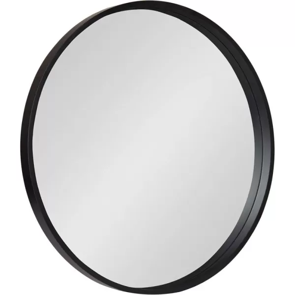 imageKate and Laurel Travis Round Wood Wall Mirror 256quot Diameter Black Modern Wall Dcor Accent