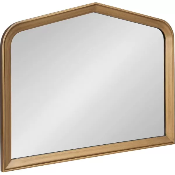 imageKate and Laurel Tudor Traditional Wooden Wide Arch Wall Mirror 36 x 28 Walnut Brown Vintage Arched Hanging Mirror with Pointed Arch and Pieced Wood FrameGold