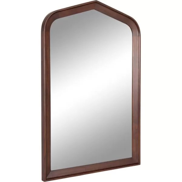 imageKate and Laurel Tudor Traditional Wooden Wide Arch Wall Mirror 36 x 28 Walnut Brown Vintage Arched Hanging Mirror with Pointed Arch and Pieced Wood FrameWalnut Brown