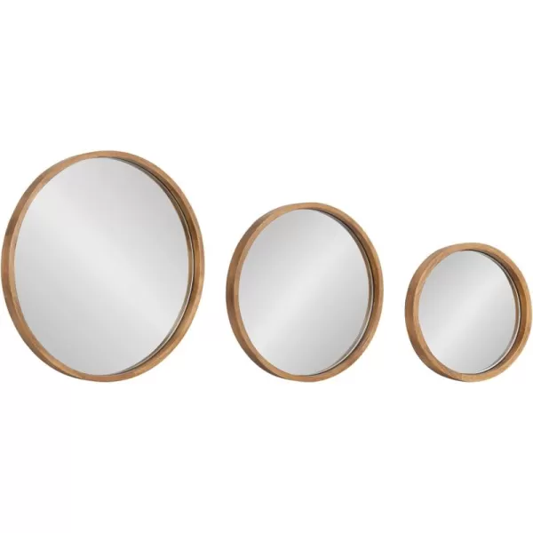 imageKate and Laurel Valenti Modern Wooden Round Wall Mirror Set Set of 3 Varying Sizes Natural Rustic Decorative ThreePiece Circle Mirror Set for Use as Bathroom Mirror Decor or Gallery Wall Mirrors