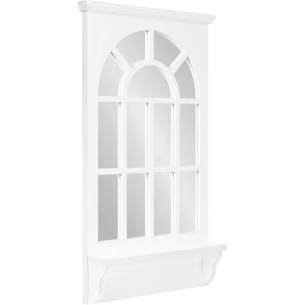 imageKate and Laurel Wallhaus Traditional Arched Mirror with Shelf 21 x 36 White Coastal Decorative Wooden Window Mirror with Display Shelf for Use as Entryway Mirror Decor