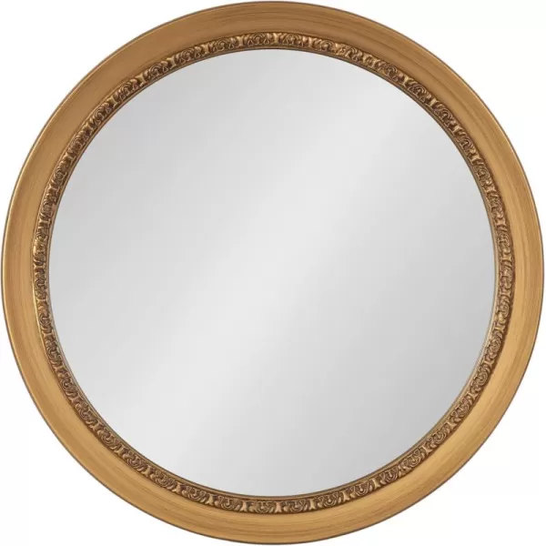 imageKate and Laurel Wildomar Decorative Ornate Round Mirror 26 Inch Diameter Gold Traditional Ornate Circle Mirror with Carved Detail Design for Bathroom Mirror for Over Sink