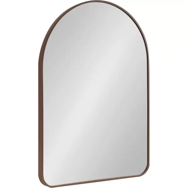 imageKate and Laurel Zayda Modern Glam Arch Framed Statement Wall Mirror 32 x 36 Gold Metal Minimalist MidCentury Round Arched Wall Mirror with Smooth CurvesWalnut Brown