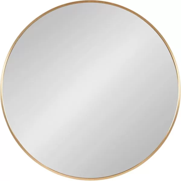 imageKate and Laurel Zayda Round Framed Wall Mirror 34 Inch Diameter Black Metal Minimalist Circular Mirror with Smooth CurvesGold