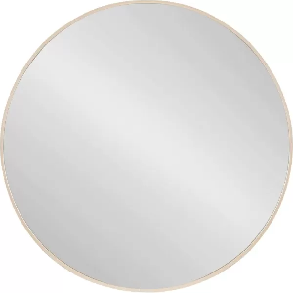 imageKate and Laurel Zayda Round Framed Wall Mirror 34 Inch Diameter Black Metal Minimalist Circular Mirror with Smooth CurvesNatural