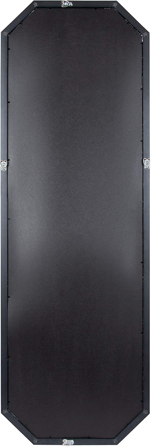 imageKate and Laurel Calter Modern Full Length Framed Octagon Wall Mirror 16 x 485 Black Decorative Glam Geometric Wall AccentBlack