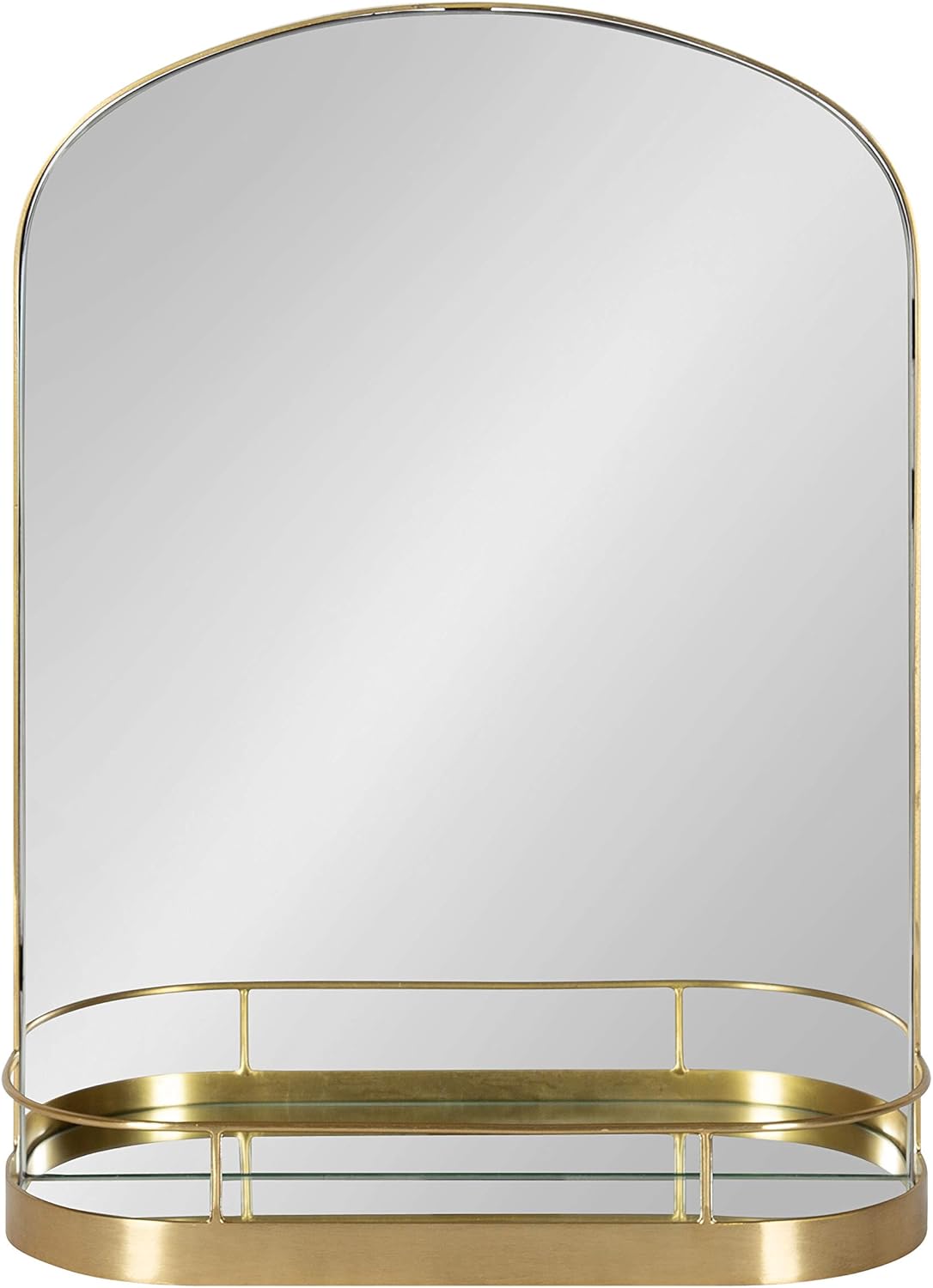imageKate and Laurel Peyson Arched Wall Mirror with Shelf 18 x 24 Gold Decorative Modern Metal Arch Mirror with Storage Shelf for Glamorous Wall Decor