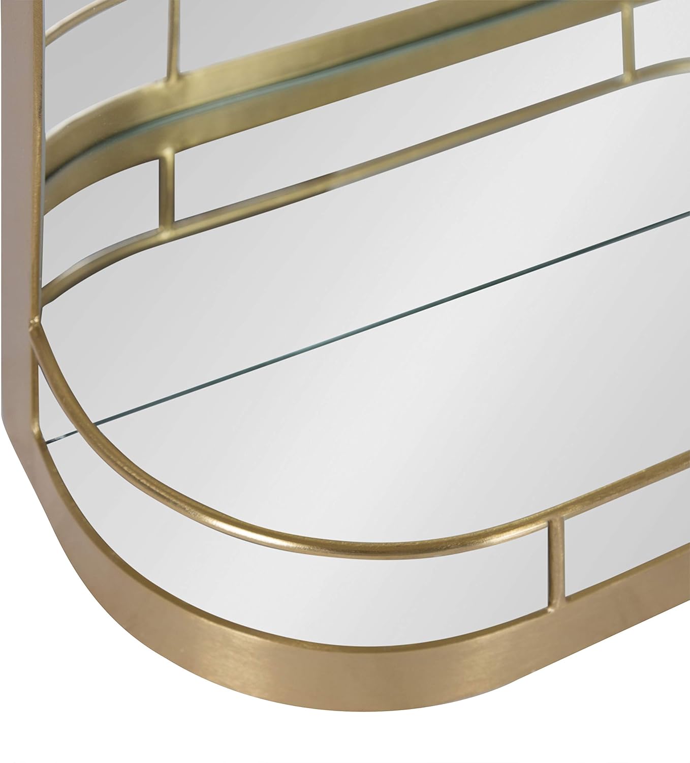 imageKate and Laurel Peyson Arched Wall Mirror with Shelf 18 x 24 Gold Decorative Modern Metal Arch Mirror with Storage Shelf for Glamorous Wall Decor