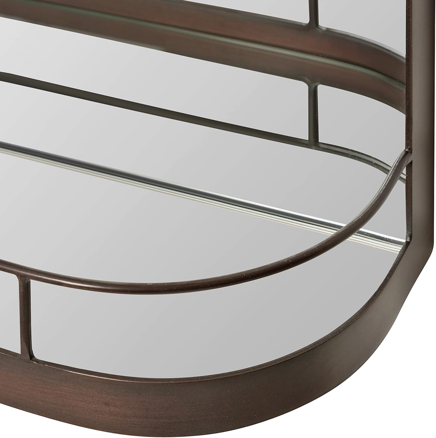 imageKate and Laurel Peyson Arched Wall Mirror with Shelf 18 x 24 Silver Decorative Modern Metal Arch Mirror with Storage Shelf for Glamorous Wall DcorBronze