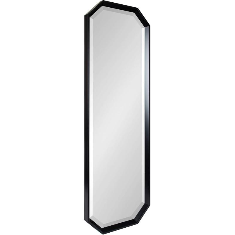 imageKate and Laurel Calter Modern Full Length Framed Octagon Wall Mirror 16 x 485 Black Decorative Glam Geometric Wall AccentBlack