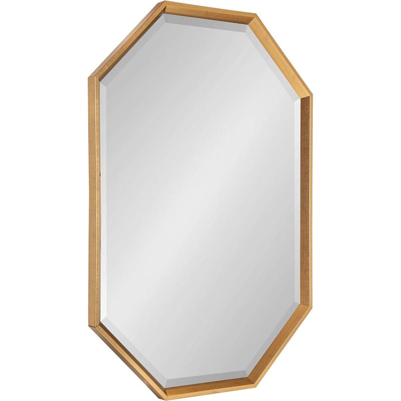 imageKate and Laurel Calter Modern Full Length Framed Octagon Wall Mirror 16 x 485 Black Decorative Glam Geometric Wall AccentGold