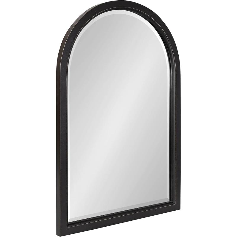 imageKate and Laurel Hogan Farmhouse Arched Wall Mirror 20 x 30 Gray Decorative Coastal Mirror for Wall DecorBlack