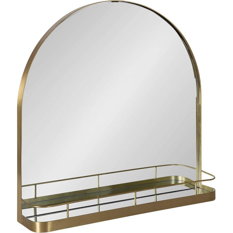 imageKate and Laurel Peyson Arched Wall Mirror with Shelf 18 x 24 Silver Decorative Modern Metal Arch Mirror with Storage Shelf for Glamorous Wall DcorGold