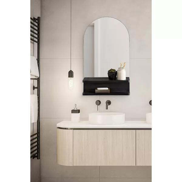 imageKate and Laurel Astora Modern Arched Wall Mirror 18 x 30 Black Vibrant Framed Mirror for Storage and Display