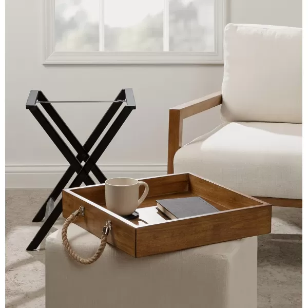 imageKate and Laurel Bayville Farmhouse Wood Decorative Modern Table with Deep Removable Tray for Serving Display and Storage 17 x 17 x 24 Rustic Brown and BlackRustic Brown and Black