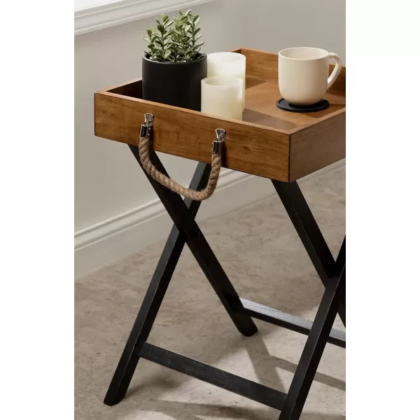 imageKate and Laurel Bayville Farmhouse Wood Decorative Modern Table with Deep Removable Tray for Serving Display and Storage 17 x 17 x 24 Rustic Brown and BlackRustic Brown and Black