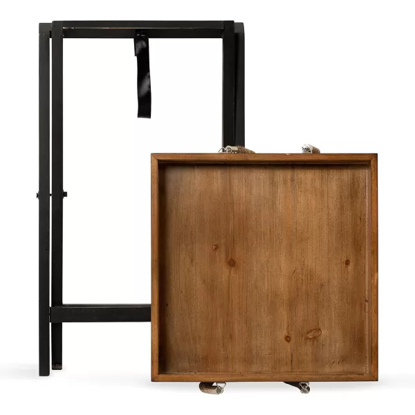 imageKate and Laurel Bayville Farmhouse Wood Decorative Modern Table with Deep Removable Tray for Serving Display and Storage 17 x 17 x 24 Rustic Brown and BlackRustic Brown and Black