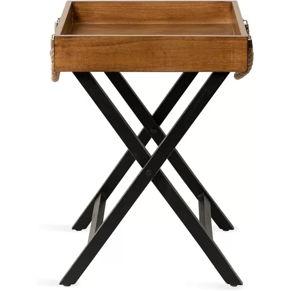 imageKate and Laurel Bayville Farmhouse Wood Decorative Modern Table with Deep Removable Tray for Serving Display and Storage 17 x 17 x 24 Rustic Brown and BlackRustic Brown and Black