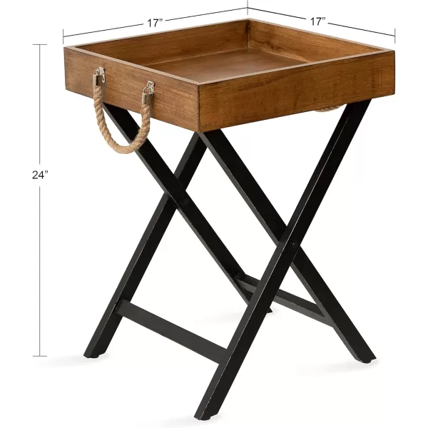 imageKate and Laurel Bayville Farmhouse Wood Decorative Modern Table with Deep Removable Tray for Serving Display and Storage 17 x 17 x 24 Rustic Brown and BlackRustic Brown and Black
