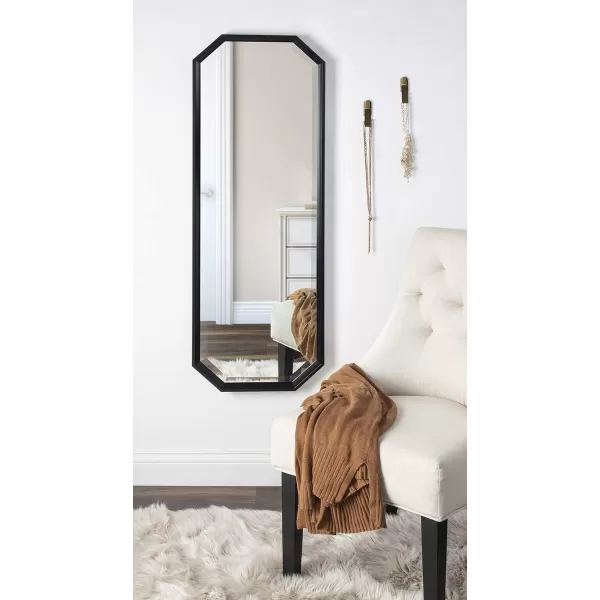 imageKate and Laurel Calter Modern Full Length Framed Octagon Wall Mirror 16 x 485 Black Decorative Glam Geometric Wall AccentBlack