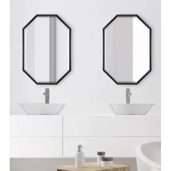 imageKate and Laurel Calter Modern Full Length Framed Octagon Wall Mirror 16 x 485 Black Decorative Glam Geometric Wall AccentBlack