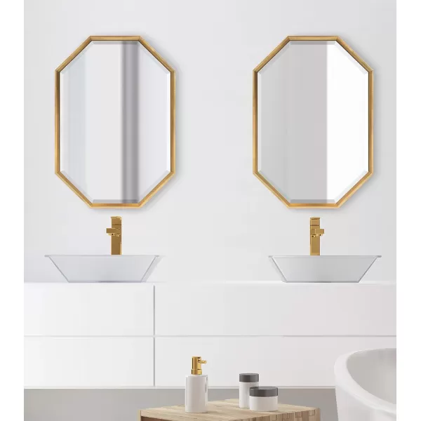 imageKate and Laurel Calter Modern Full Length Framed Octagon Wall Mirror 16 x 485 Black Decorative Glam Geometric Wall AccentGold