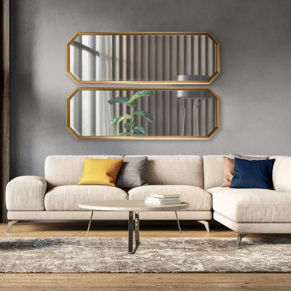 imageKate and Laurel Calter Modern Full Length Framed Octagon Wall Mirror 16 x 485 Gold Decorative Glam Geometric Wall AccentGold