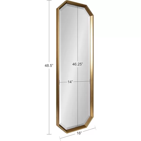 imageKate and Laurel Calter Modern Full Length Framed Octagon Wall Mirror 16 x 485 Gold Decorative Glam Geometric Wall AccentGold