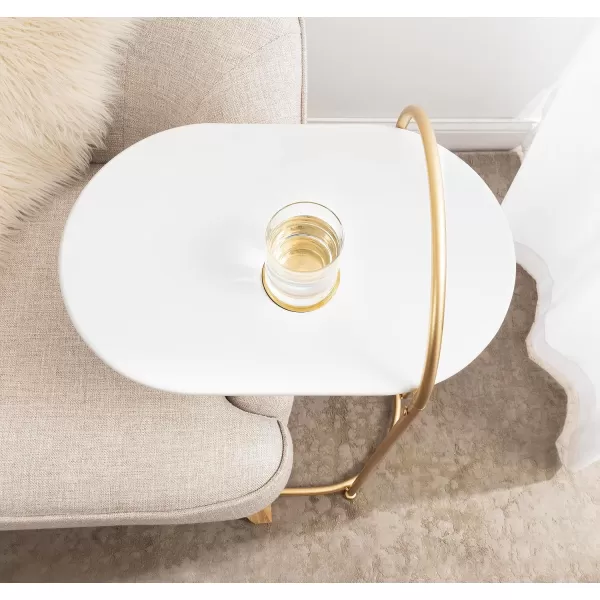 imageKate and Laurel Caplan Modern Capsule C TV Tray or Laptop Table for Living Room Home Decor 20x13x33 WhiteGoldWhiteGold