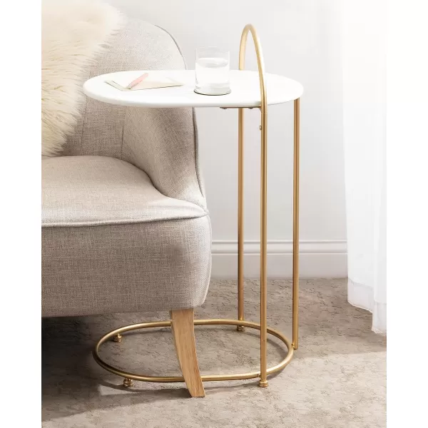 imageKate and Laurel Caplan Modern Capsule C TV Tray or Laptop Table for Living Room Home Decor 20x13x33 WhiteGoldWhiteGold