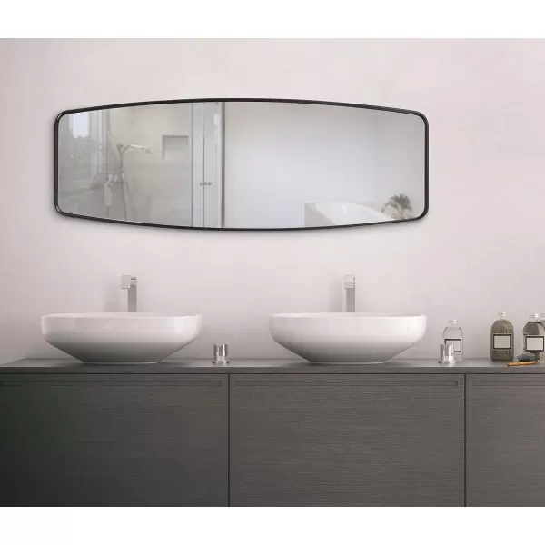 imageKate and Laurel Caskill Modern Barrel Mirror 18 x 48 Black Full Sized Rounded Rectangle Mirror for Wall