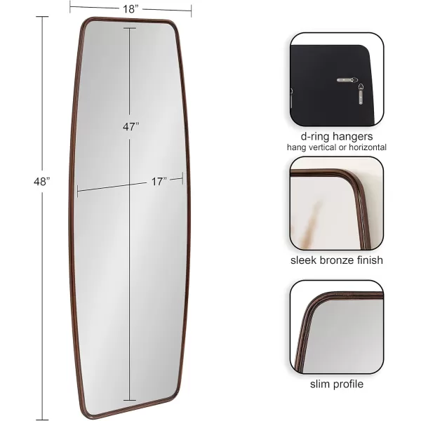 imageKate and Laurel Caskill Modern Barrel Mirror 18 x 48 Dark Bronze Round Rectangle Barrel Full Length Mirror for Wal