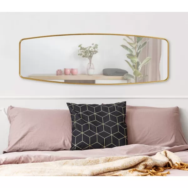 imageKate and Laurel Caskill Modern Barrel Mirror 18 x 48 Gold Rounded Rectangle Full Sized Mirror for Wall