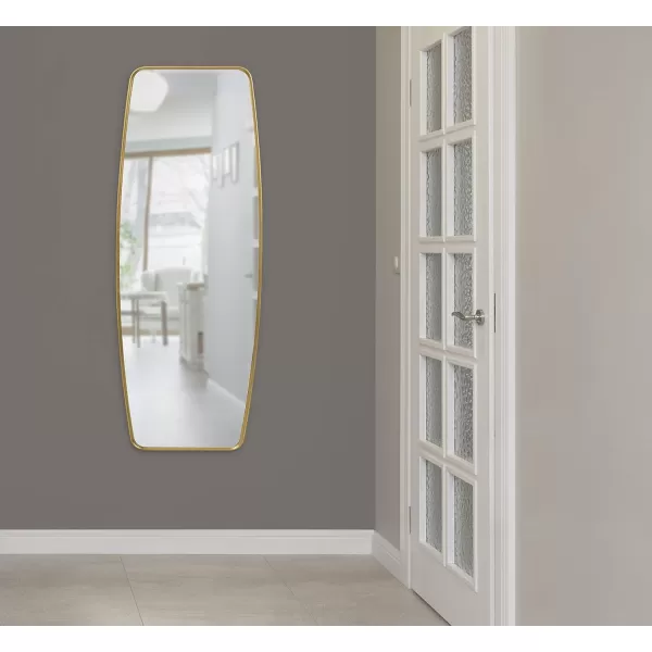 imageKate and Laurel Caskill Modern Barrel Mirror 18 x 48 Gold Rounded Rectangle Full Sized Mirror for Wall