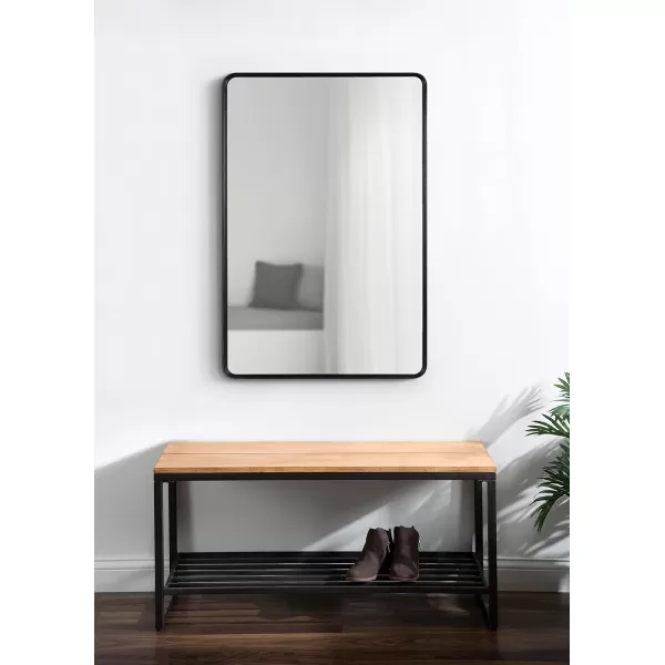 imageKate and Laurel Caskill Modern Glam Round Rectangle Tall Hanging Wall Mirror with Slim Frame and Narrow Profile 16x48 GoldBlack