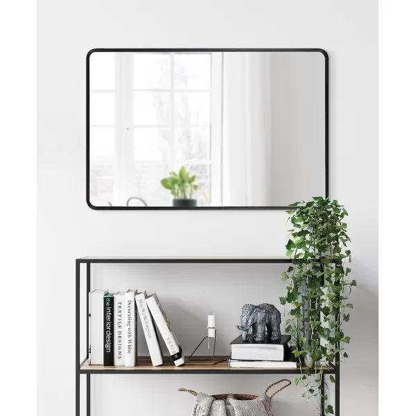 imageKate and Laurel Caskill Modern Glam Round Rectangle Tall Hanging Wall Mirror with Slim Frame and Narrow Profile 16x48 GoldBlack